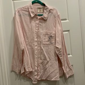 NWT 1X Arizona Jean Co Juniors Plus pink/white top “i still like you…for now”